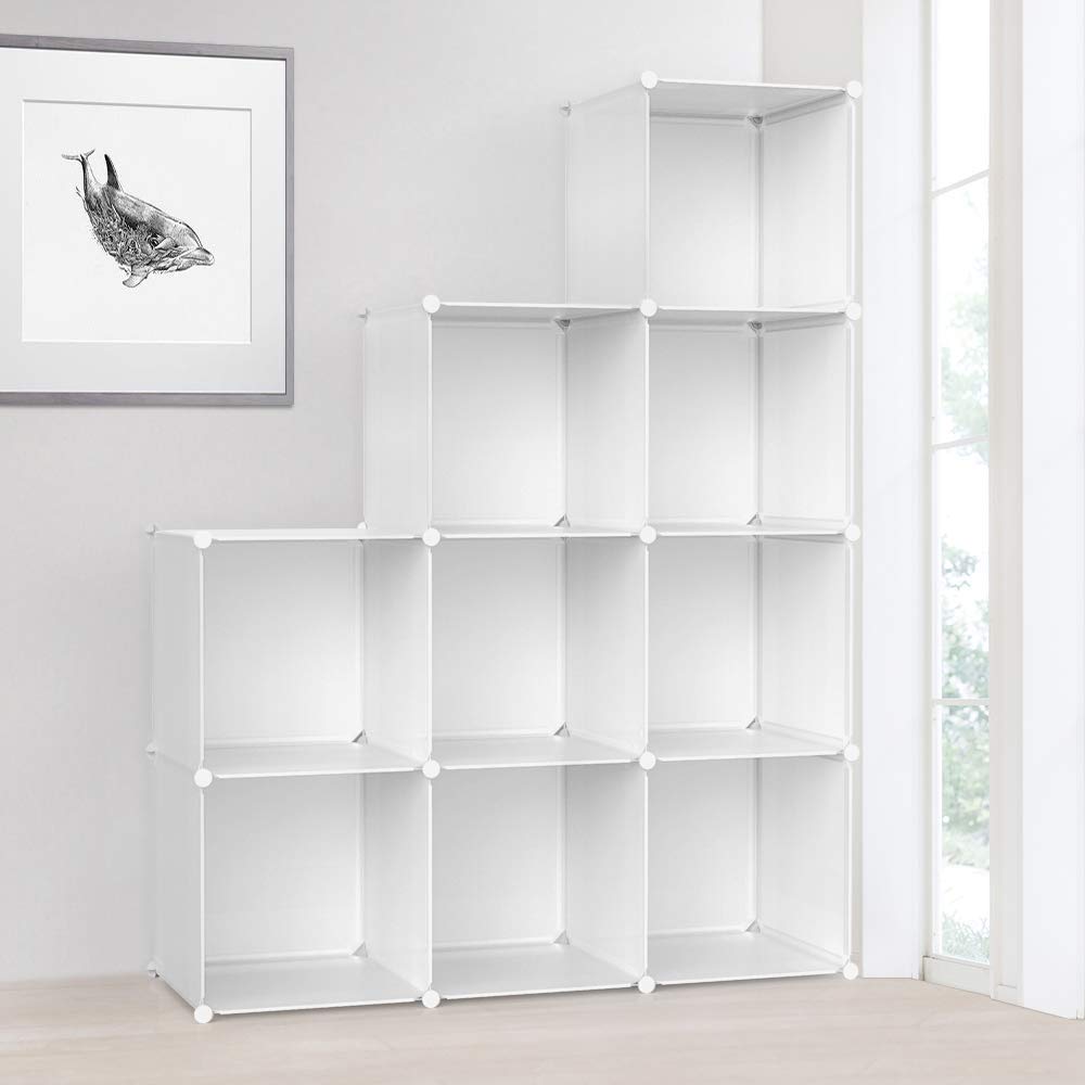 収納棚 大容量 収納ラック 組み立て式 整理棚 収納ボックス 本棚 衣類収納ボックス 多用途 耐久性 省スペース 収納便利 ブラック 1個幅30×奥行30×高30cm 9ボックス （ホワイト）
