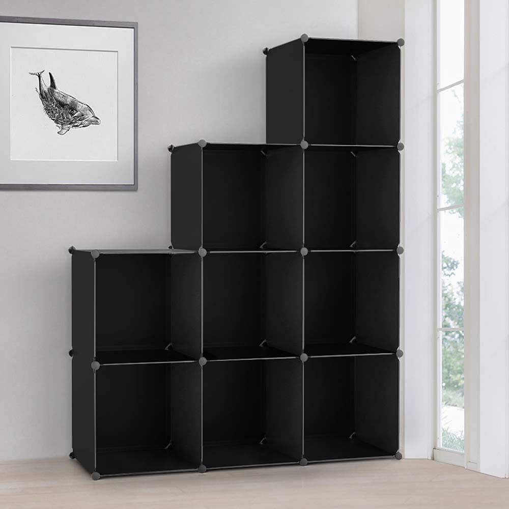 本棚 大容量 収納棚 組み立て式収納 ラック 衣類収納ボックス 整理棚 多用途 耐久性に優れ 省スペース 収納便利 整理整頓 幅30×奥行30×高30cm 9ボックス入り ブラック