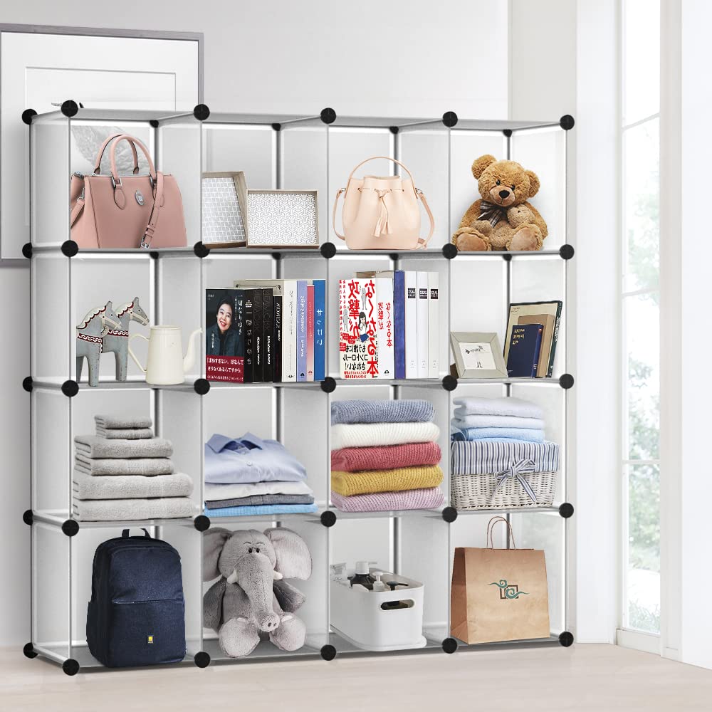 本棚 収納棚 収納ラックおもちゃの収納 収納ボックス オープンラック 衣類収納ボックス 整理棚 大容量 組み立て式 多用途 耐久性 省スペース 収納便利 整理整頓 (マットホワイト 16ボックス)