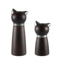 ペッパーミル 木製 岩塩 ミル 猫のデザイン 2個セット ソルトミル 卓上 調味料 ミル 塩胡椒挽き 粗さ挽き調節可能 セラミック ミル 調味料入れ