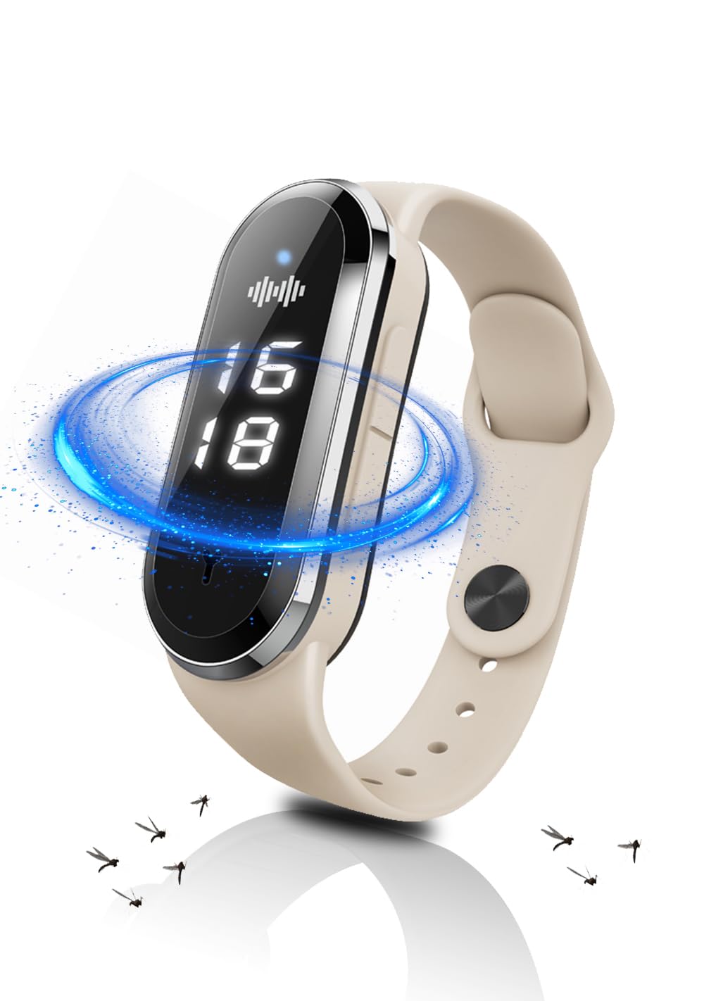 超音波蚊除けリング 蚊よけブレスレット 虫除けリング 蚊除けリストバンド 腕時計 長い待機時間 USB給電式 3段階調節可能 デジタル時計 歩数カウント機能 携帯便利 超音波蚊よけ 蚊忌避 釣り 公園 アウトドア 旅行 屋外