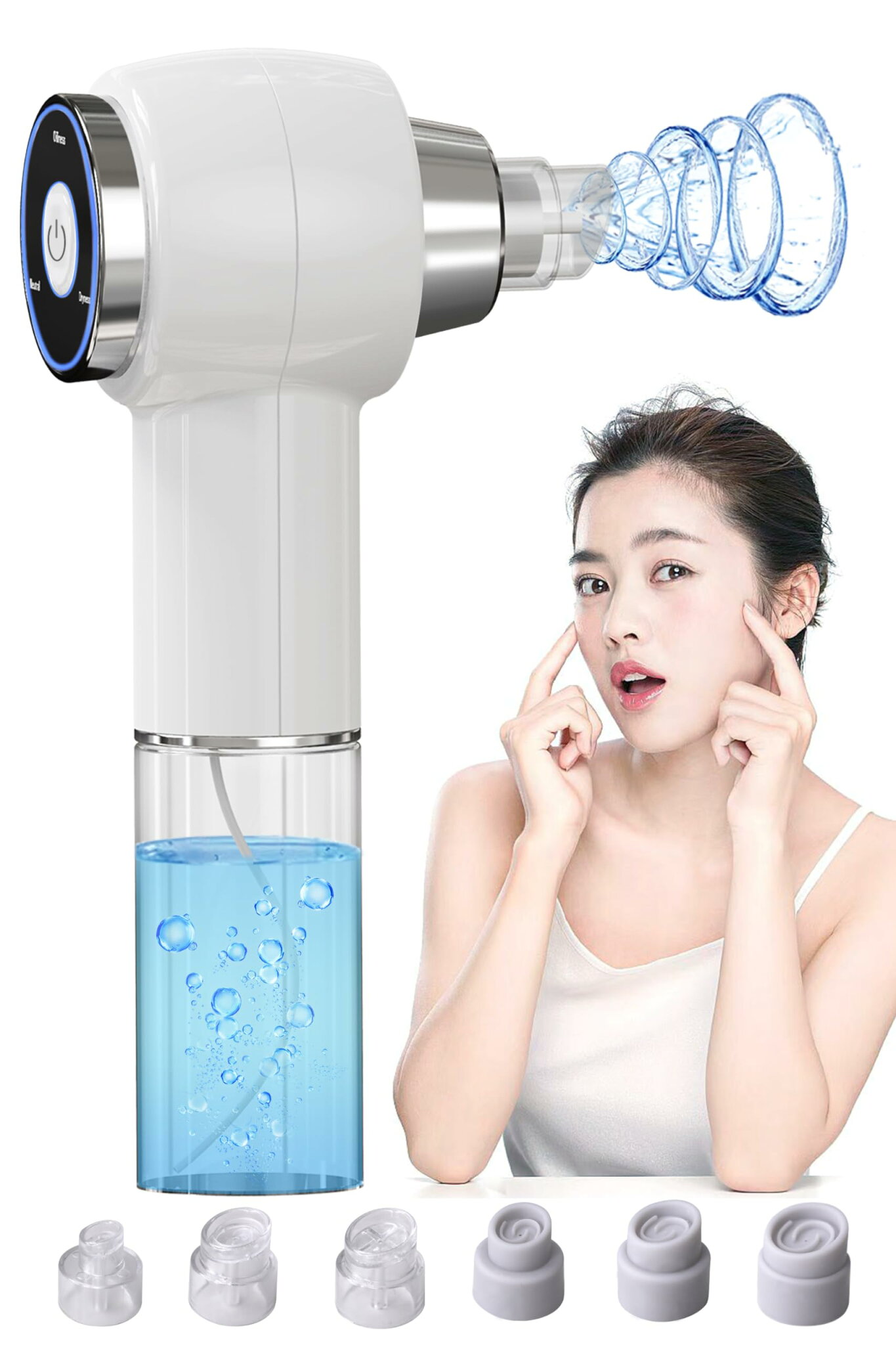 毛穴吸引器 毛穴ケア 6種類吸引ヘッド 3段階吸引力 【水槽分離毛穴洗浄型】 強力 毛穴汚れ吸引 角栓取り 毛穴クリーン 黒ずみ 毛穴 鼻 角栓 ピンセット 水流式 美顔器 美容家電 USB充電式 LEDディスプレイ 男女兼用 誕生日プレゼント