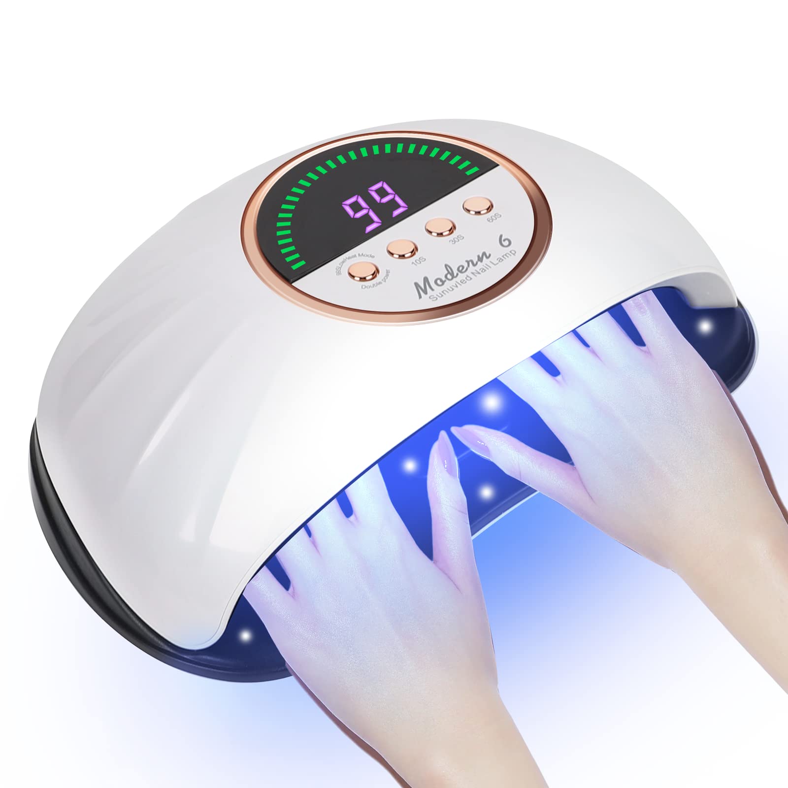 LED UVネイルライト ネイルドライヤー 268W 69LEDs ジェルネイルライト UVライトレジン用 自動感知センサー 5つタイマー機能 LCD液晶ディスプレー 硬化用ライト両手硬化 手足兼用 マニキュア用 日本語説明書付きのサムネイル