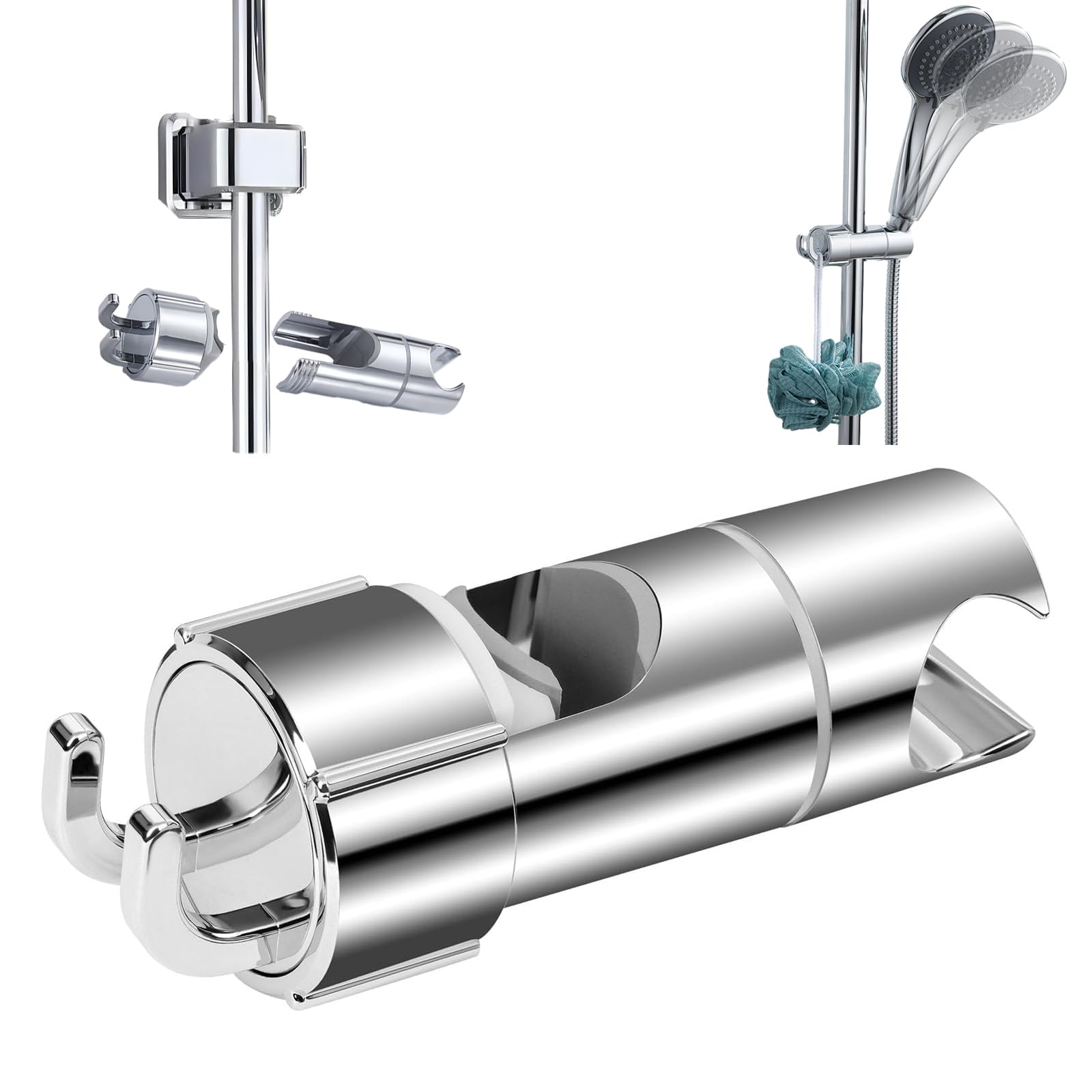 多機能シャワーフック シャワーヘッドホルダー スライド シャワー フック シャワーヘッド フック 16 ~ 27 mmのスライドレバーに適しており 角度調整が自由で取り付けが簡単 マンション賃貸住宅の取り外し可能なシャワースタンド