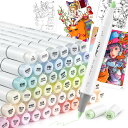 マーカーペン 筆タイプ 48色セット プロ愛用 アルコールマーカー カラー アートマーカー 画材 セット 塗り絵 イラストマーカー 筆?太字 ブレンダーペン1本...