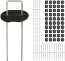 防草シート 固定ピン 50本セット 黒丸付き Uピン 杭 人工芝固定用 園芸用20cmx4cmx20cm(2セット)