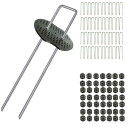 Uピン杭 黒丸付 防草シート 固定用 人工芝 おさえピン 200本セット 15x3x15