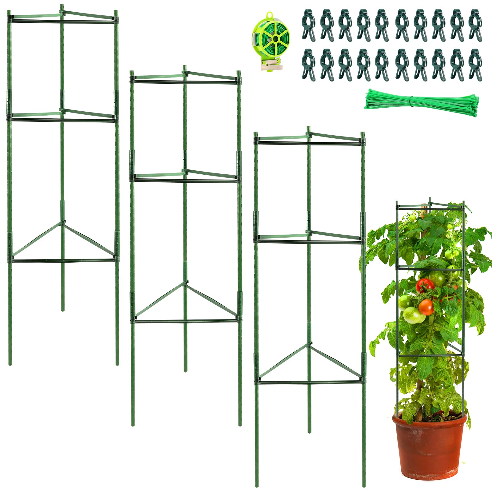 植物支柱 トマト支柱 つる性植物 観葉植物 誘引 支柱 観葉支柱 三角形 ガーデニング用支柱 園芸支柱 植物サポート 農業用 園芸用のサムネイル