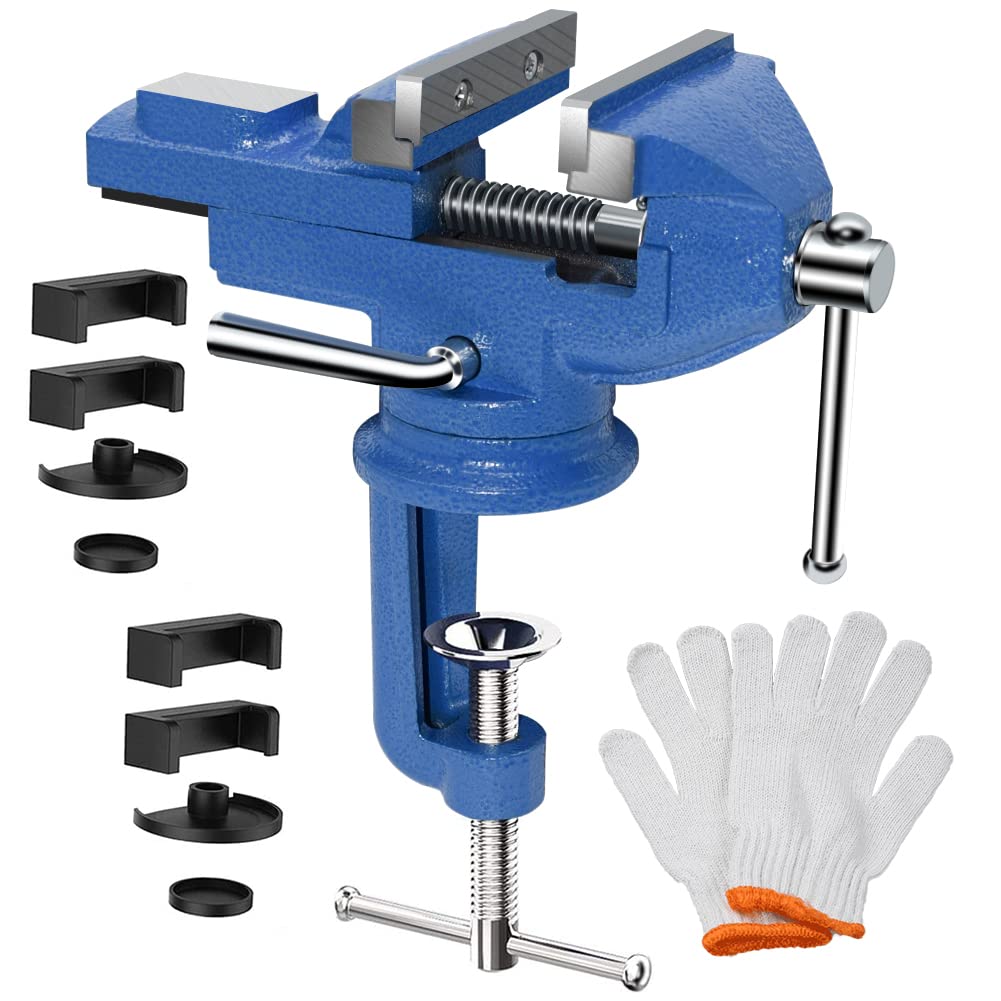 万力 回転式 卓上 最大開口約75mm 小型 卓上万力 360°回転盤 クランプ部開口0~65mm テーブル 締め 回転 切削 研磨 切断 加工 固定 接着 強力 携帯用作業台