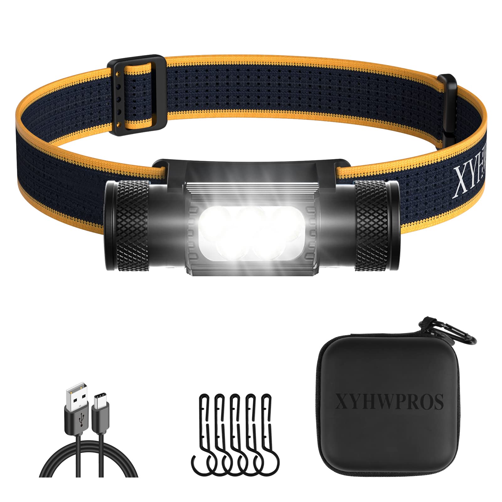 ヘッドライト 充電式,軽い 明るい 1100ルーメン 密閉型防水 LED ヘッドランプ 防塵 9種点灯モード SOS点滅 180度調整可能 集光? 隠れ式充電ポート 伸縮可能ヘッドバンド 軽量 アウト防災/登山 釣り用 ランニング 作業用 ヘルメット ライト