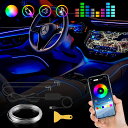 【第2世代】車 LEDライト 車内 アンビエントライト USB式 雰囲気ライト 8色切替 RGB 車用LEDテープ インテリアライト 音に反応 多種モード 防水...