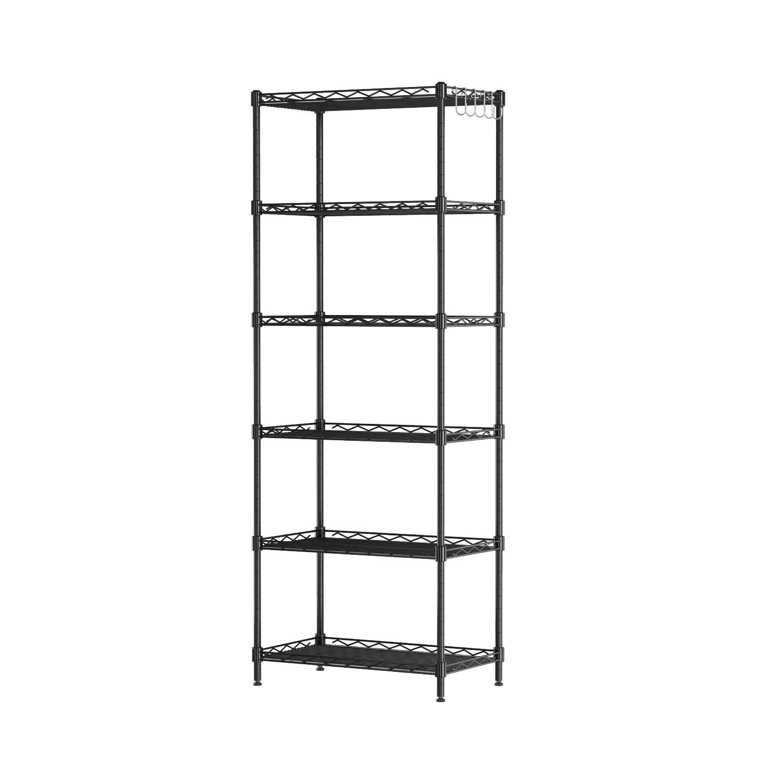 スチールラック 収納 棚 ラック メタル スチール シェルフ キッチン収納 ワイヤーラック 55×30×160cm ブラック モダン