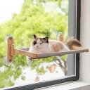 猫 窓用ハンモック 木 吸盤式 強力 猫 ハンモック 窓 折りたたみ 耐荷重約20kg 窓際見晴らし台 噛んでも破れな ベッド 猫ハンモック窓 (クリーム色 M(37.5*52*23cm))