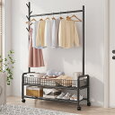 ハンガーラック おしゃれ 衣類収納ラック 洋服収納ラック 多機能収納 メッシュ棚付 組立簡単 耐久 頑丈 幅90×奥行35×高さ176cm 高耐荷重 キャスター...
