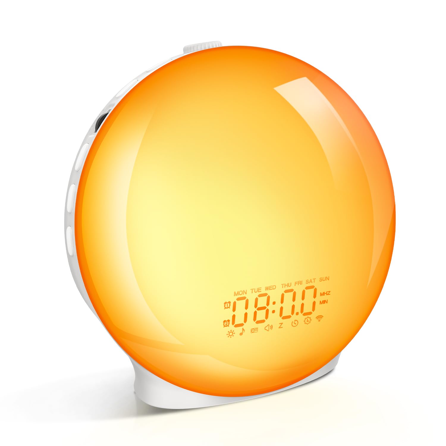 光 目覚まし時計 目覚ましライト 【パネルフルスクリーン 日出＆日没再現】 めざまし時計 太陽光 光で起きる 置き時計RGB虹色ライト 休日＆平日アラーム設定 8種類の自然音 スヌーズ&ラジオ機能付き デジタル時計 タイマー 20段階調光 16段階音量調節 日本語説明書付 (ホワイのサムネイル