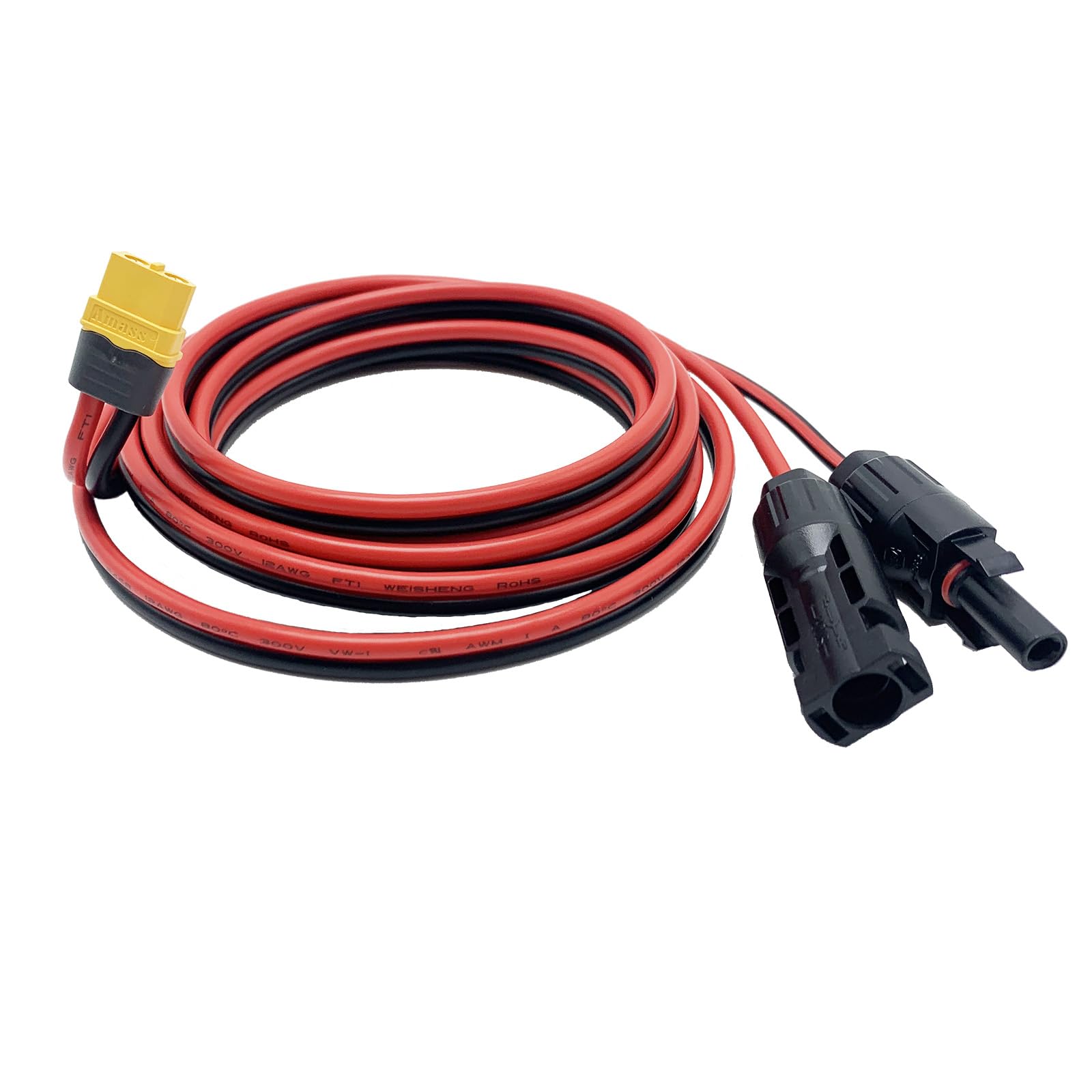 MC4ソーラーパネルからXT60 アダプターケーブル XT60メス 12AWG 延長ケーブル 0.6m 、ポータブル発電所、ソーラー発電機用 、 MC4からXT60ポート から 対応 変換アダプター