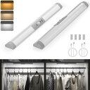 LED人感センサーライト 室内 TypeC充電式 30cm 2本 調光調色可 クロゼットライト 120° 3M 目に優しい バーライト キャビネットライト 両面...