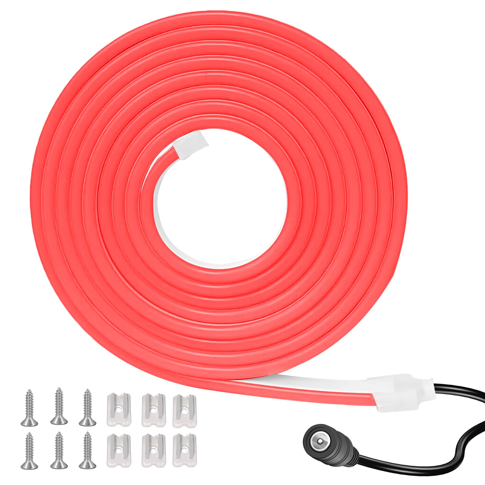 LEDテープライト 入電電圧12V 5m SMD2835 テープ照明 IP65防水ネオンチューブ 取付簡単 蛍光チューブ管 高輝度 防水 LEDライト 切断可能 折り曲げ自在 間接照明 配線不要 プラグアンドプレイ(赤色 5M）