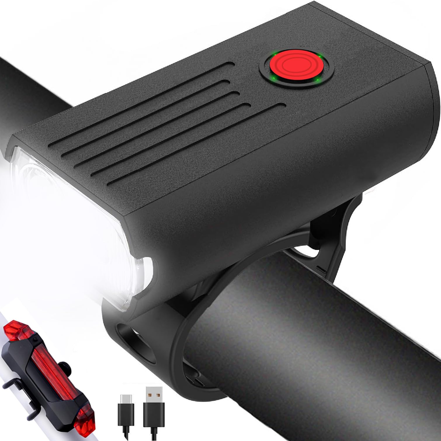 自転車ライト USB充電式 自転車 ライト IPX5防水 大容量1000mAh 自転車ヘッドライト テールライト付き 1000ルーメン 4つ調光モード クロスバイク ロードバイク キャンプ ハイキング サイクリング