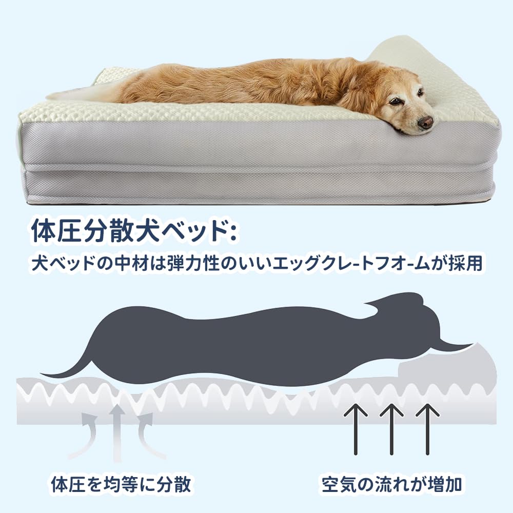 カシキド楽天市場店のベッド クッション 犬ベッド ペットベッド ペットソファーベッド 夏 ひんやり 冷感 冷感ベッド 洗える ふわふわ 犬寝床 防水 滑り止め 老犬介護 床ずれ 防止 通年使用 秋田犬 中型犬 小型犬の多頭飼い 豆冷感 ライトグリーン 76*51*16cm｜アングル3