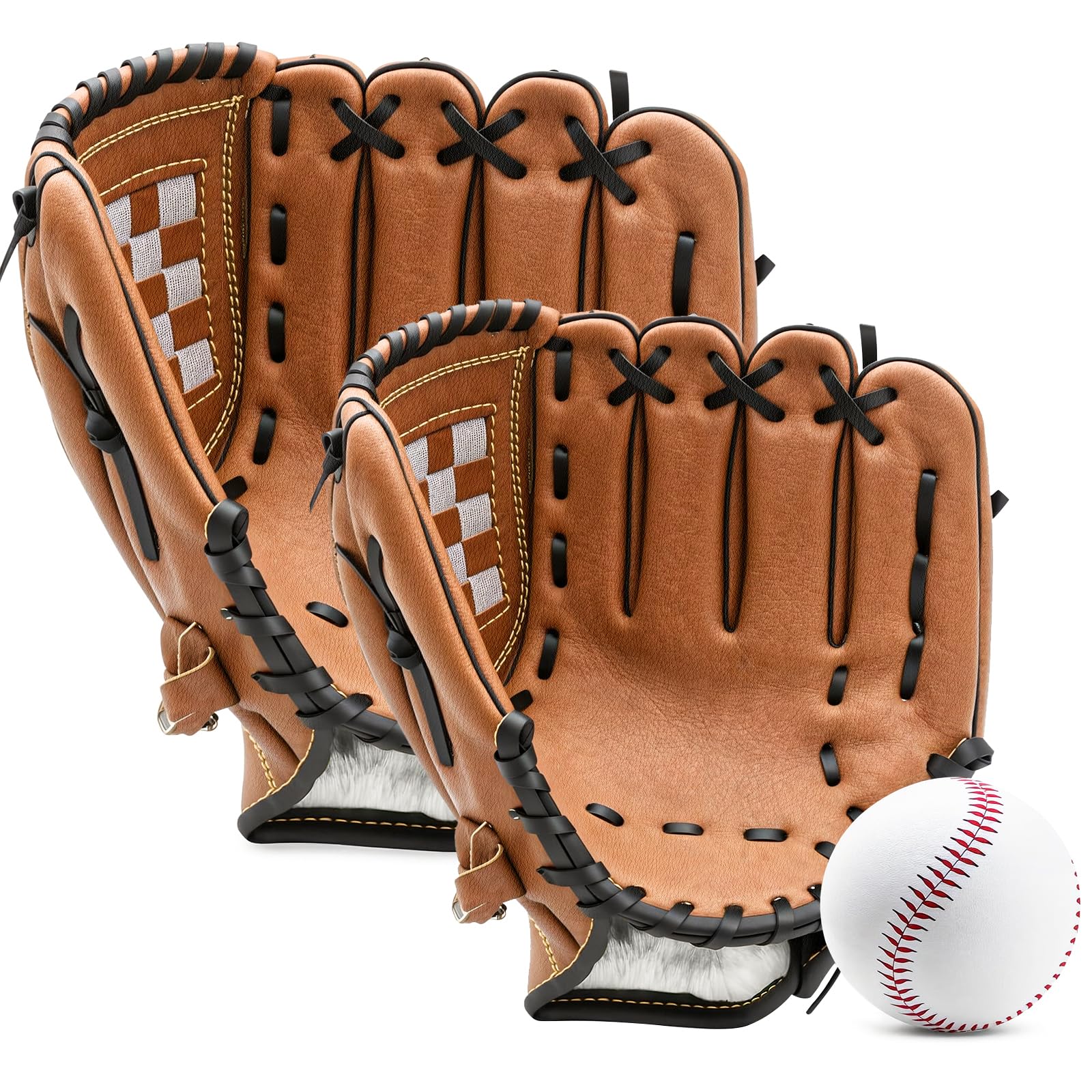 親子キャッチボール 10.5 + 12.5インチ 練習ボール付き 野球グローブ 軟式 右投げ 練習用 初心者向け キャッチボールセット 親子用 柔らかな人工皮革 衝撃吸収パッド 野球 親子グローブ ボールセットのサムネイル