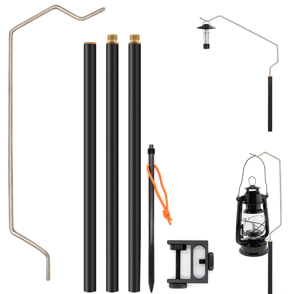 ランタンスタンド ランタンポール 前のめりモード 1.5mm極厚ポール 頑丈 打ち込み式 テーブル 2way 軽..
