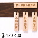 名札掛け 国産ヒノキ 掛札 名札 木札 穴あり ナチュラル 120×30 S【名入れ 1行専用】木製 ネームプレート 名入れ おしゃれ プレート 道場 有資格者 一覧表 出勤表 配置表 穴付き 縦書き文字内容自由 メール便 送料無料