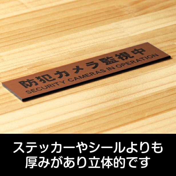 防犯カメラ監視中 英語付 サインプレート 銅板風 ブロンズ おしゃれで雰囲気を損なわない防犯用プレート 監視カメラ いたずら防止 katachi-lab-10000600 表札 サインプレート かたちラボ サンプル画像3