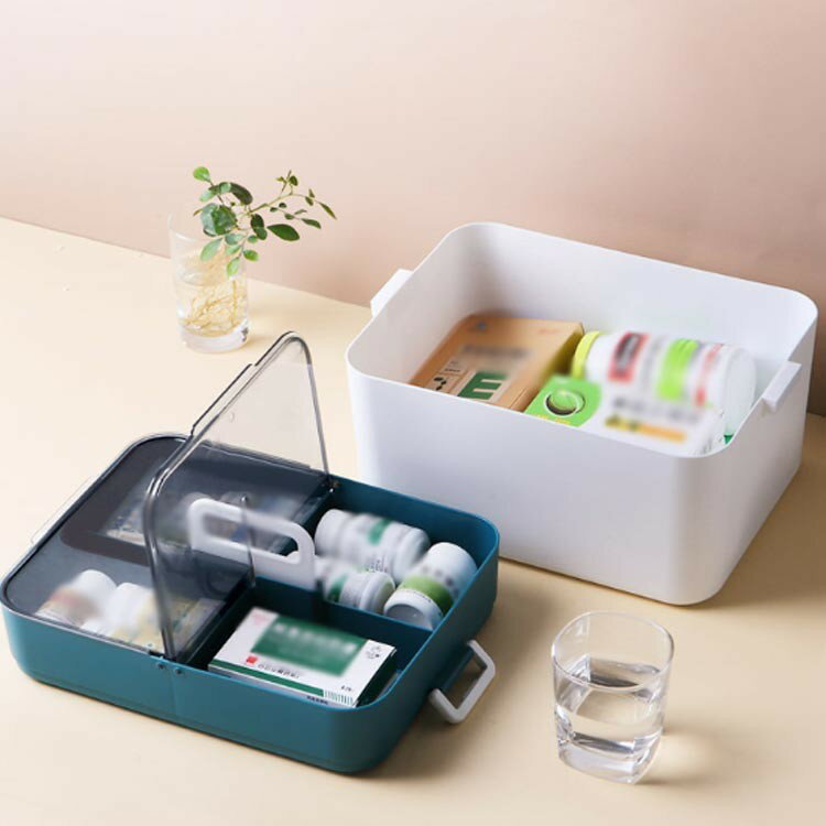 収納ケース クスリ箱 北欧風 収納箱 薬箱 応急手当 収納ボックス 薬入れ 3色 薬ケース 大容量 工具箱 ..