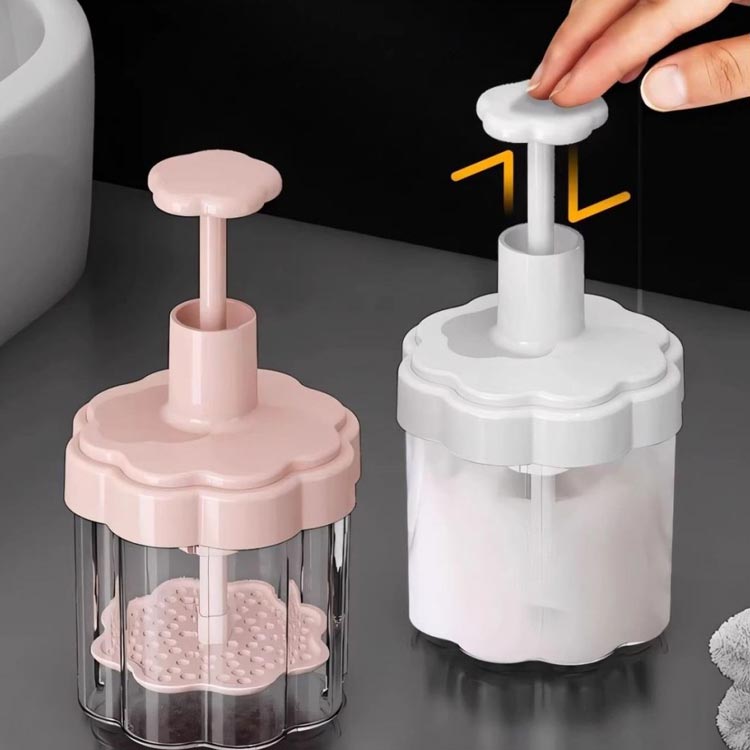 プッシュタイプ 自動スプリングバック式 3個セット 3個セット クリーム 洗顔用泡立て器 泡立て器 洗顔..