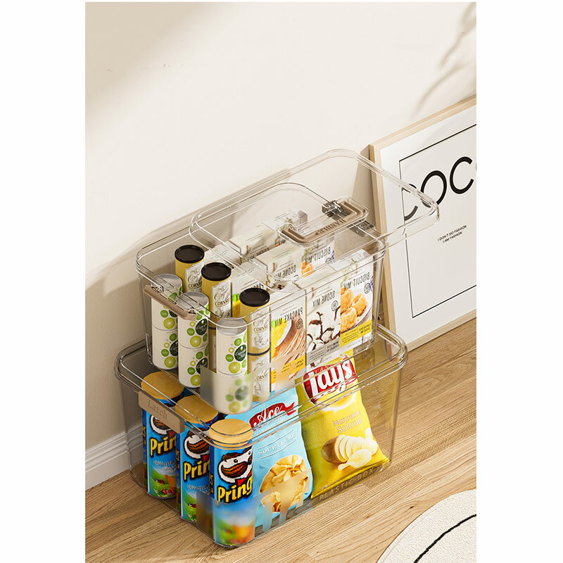 収納箱 手提げ 透明 プラスチック 厚手 蓋つき 小物入れ 収納ボックス 収納ケース 小物 デスク 大容量 おもちゃ 衣類 雑貨 書類 オフィス 多機能 送料無料