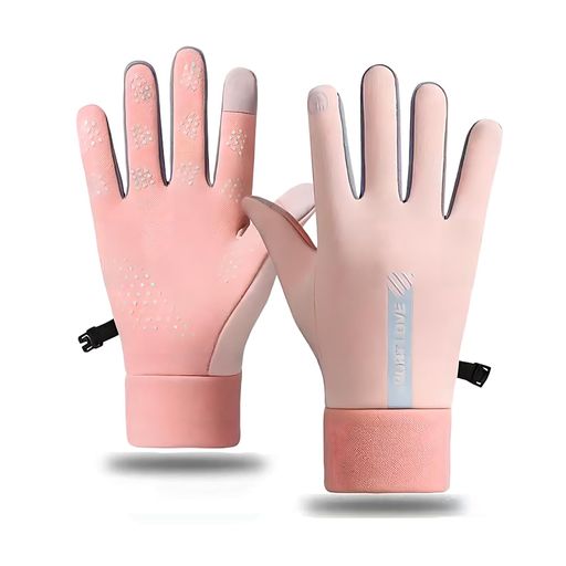 ランニンググローブアウトドア防寒手袋冬用スポーツグローブ(レディース-ピンク)