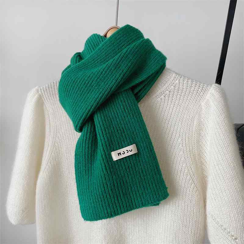 レディース 秋 冬 ニット ウール マフラー 韓国 雰囲気 ソリッドカラー スカーフ 暖かい 白い 学生 ス..