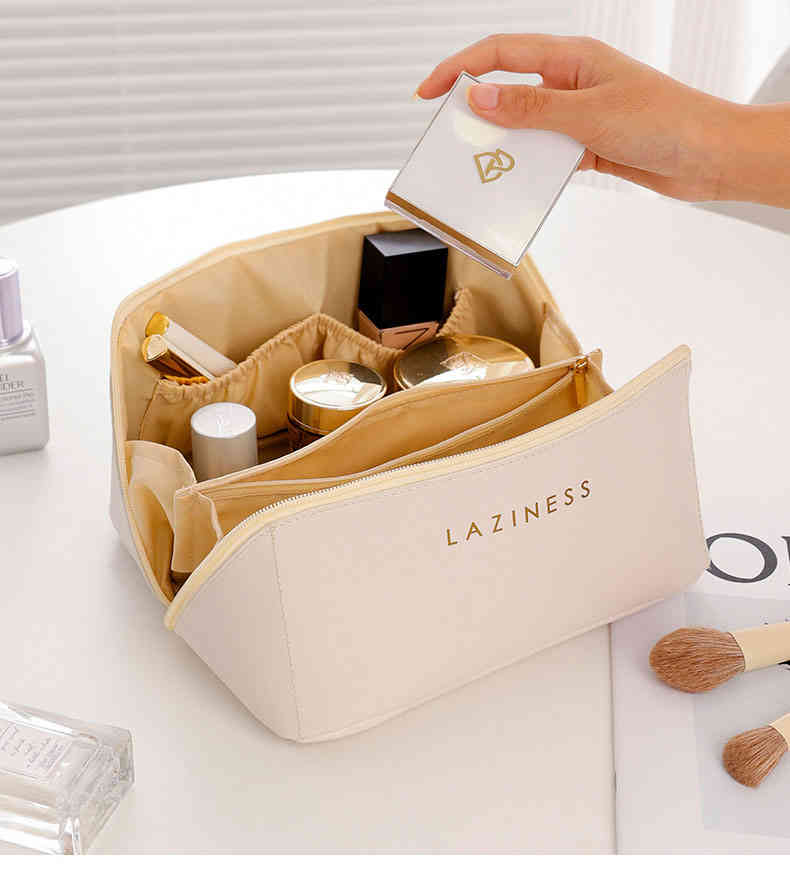 化粧ポーチ 大容量 メイク収納 コスメポーチ バニティバッグ 小物入れ 大きめ 自立 仕切り付き トラベ..