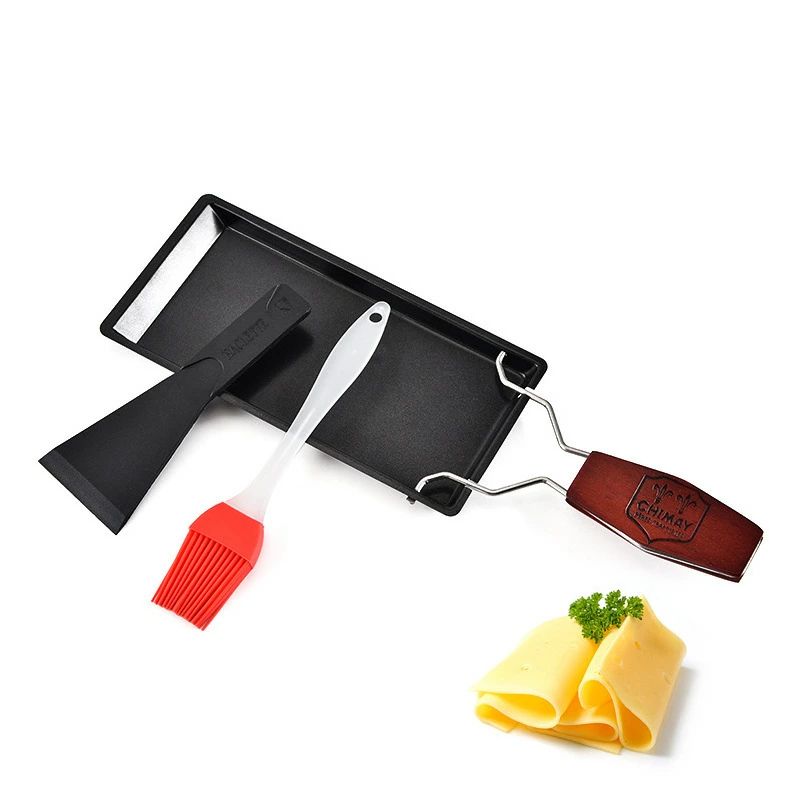 チーズ焼き皿セット チーズグリル チーズ溶融鍋 木材ハンドルラクレット バーベキューパンノンスティッ..