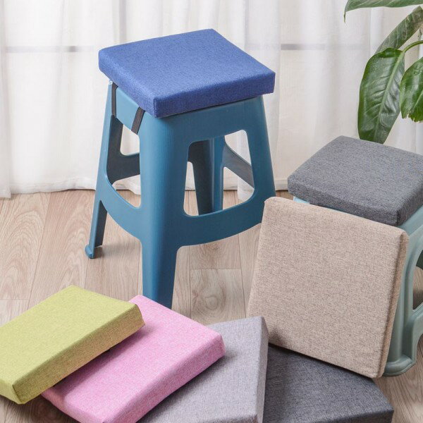 1pc 人間工学リネン正方形シートクッション スツールと椅子用 - 高密度スポンジコア、調節可能、ポータ..