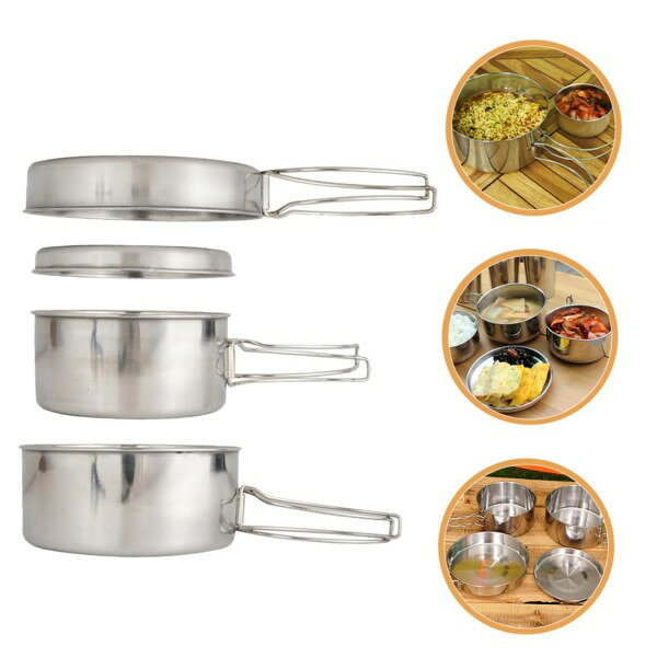 1セットアウトドア用ステンレススチール調理器具 便携炊具 点 キ、コンパクトで軽量で持ち運びに便利で..