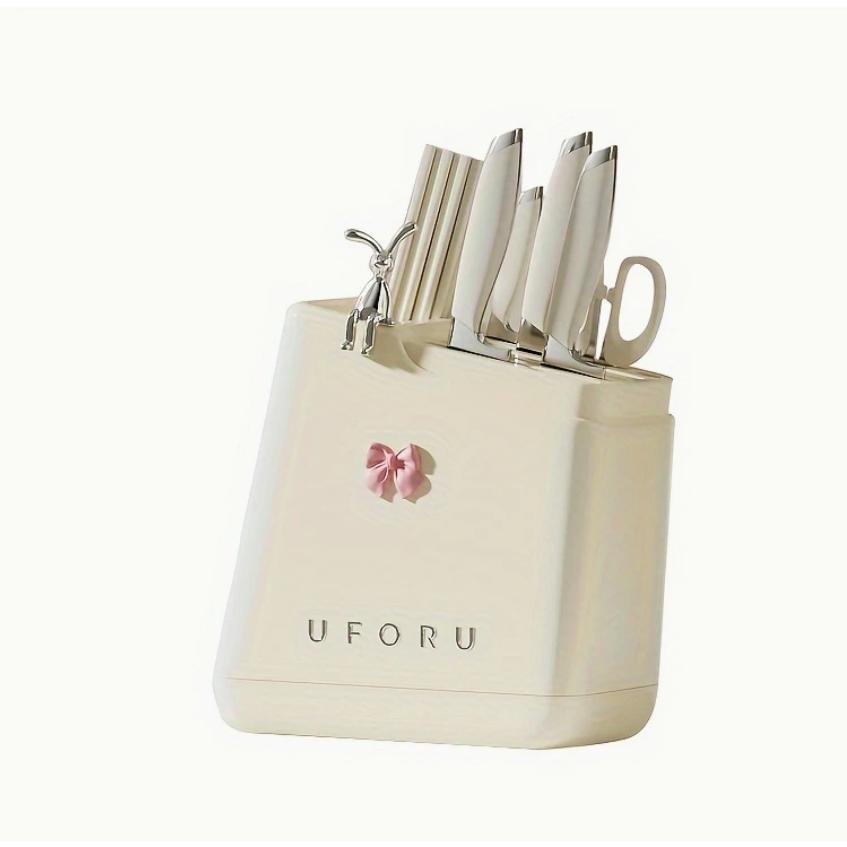 ナイフなしのナイフホルダー、ユニバーサルナイフホルダーとキッチン用品ホルダー ABSナイフ収納ラック..