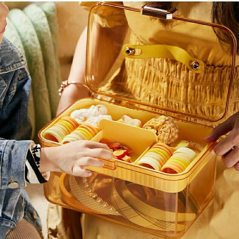 髪飾りボックス 二層アクセサリーケース アクセサリーボックス クリア 大きめ 大容量ジュエリー収納ケース 取り外しトレー 送料無料