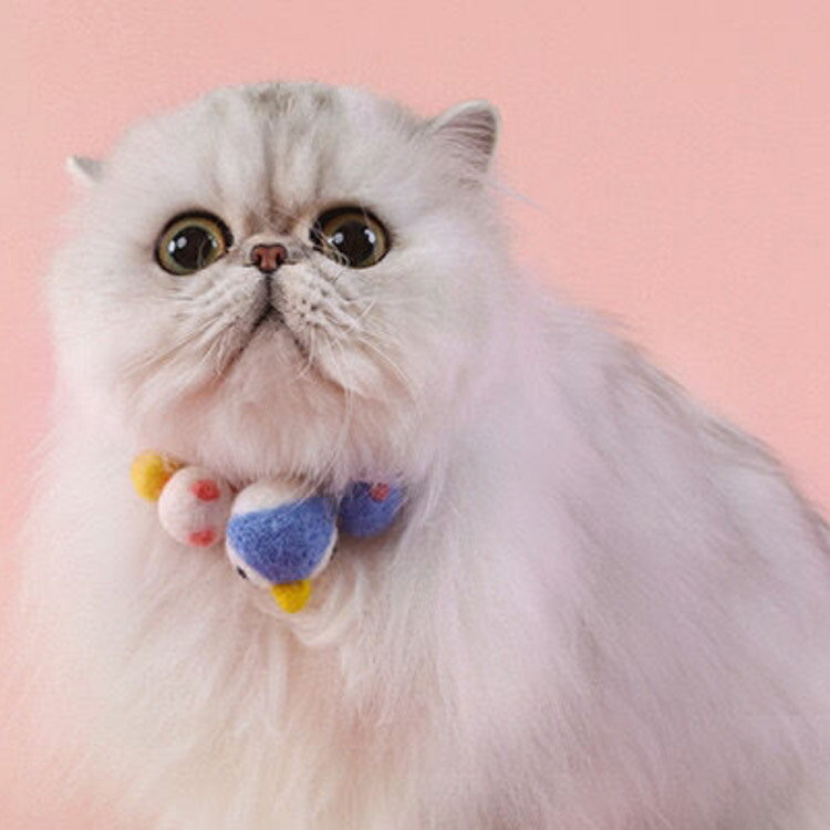 猫用 犬用 首輪 ペット用 ネックレス 首飾り 小型犬 子犬 サイズ調整可能 おしゃれ かわいい もこもこ ..