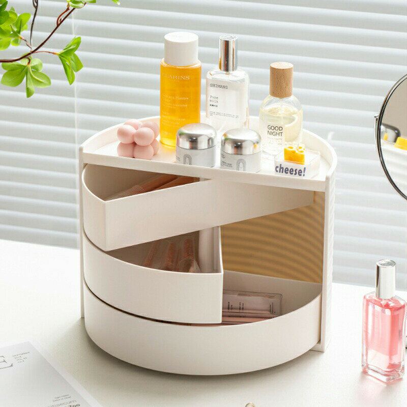 卓上収納ボックス デスク上置き棚 メイクボックス 化粧品収納ボックス 卓上収納ラック 大容量 360度回..