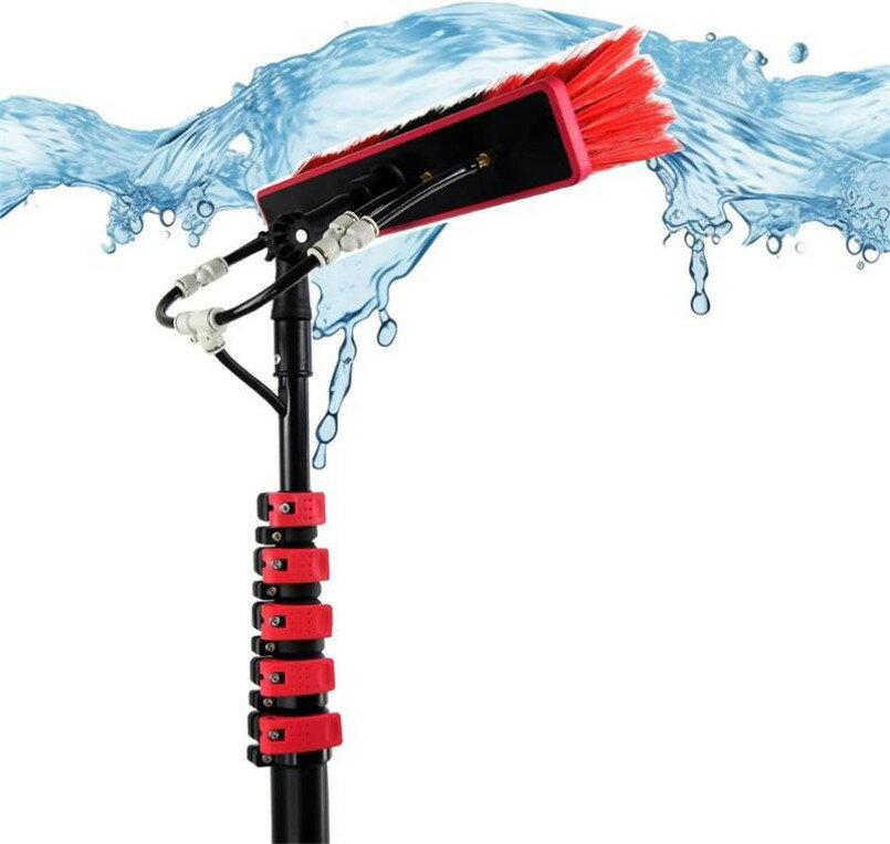 高所掃除ブラシ 外壁掃除 3.6m~10.8m 掃除ブラシ長い 給水伸縮ブラシ 35ブラシヘッド 窓ガラス 壁掃除 ..