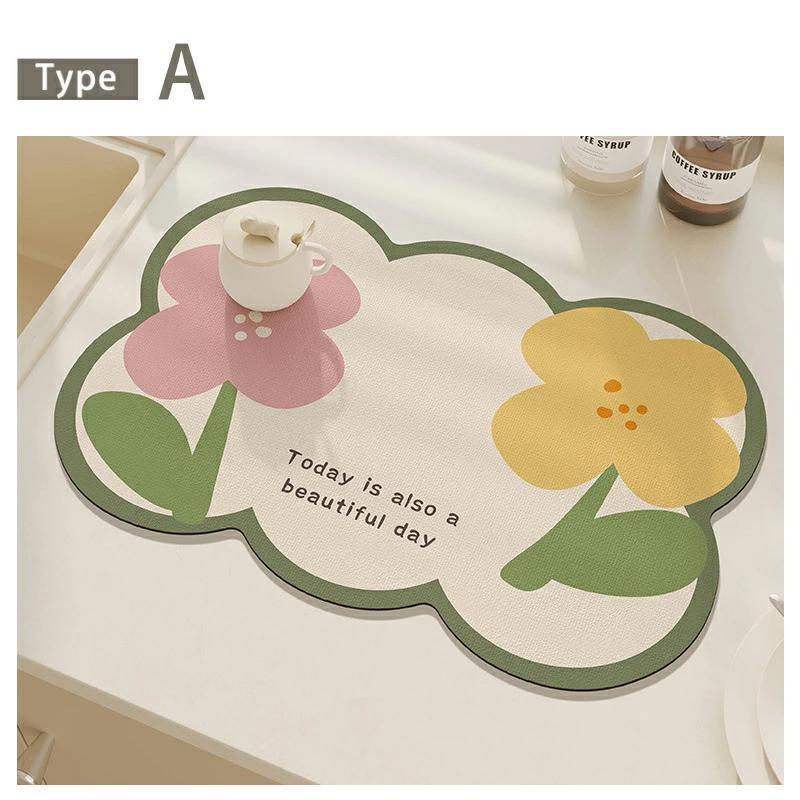 水切りマット 抗菌 速乾吸水マット 食器乾燥マット 水切りマット 珪藻土 シンクマット キッチン 食器用 給水マット コーヒーマット 丸めて収納 水切りラック SHOP DAN