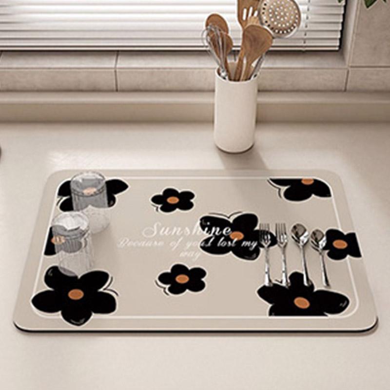 水切りマット 抗菌 速乾吸水マット 食器乾燥マット 水切りマット 珪藻土 シンクマット キッチン 台所 ソフト 鍋敷き 滑り止め シリコン 食器置き 北欧 大判 SHOP DAN