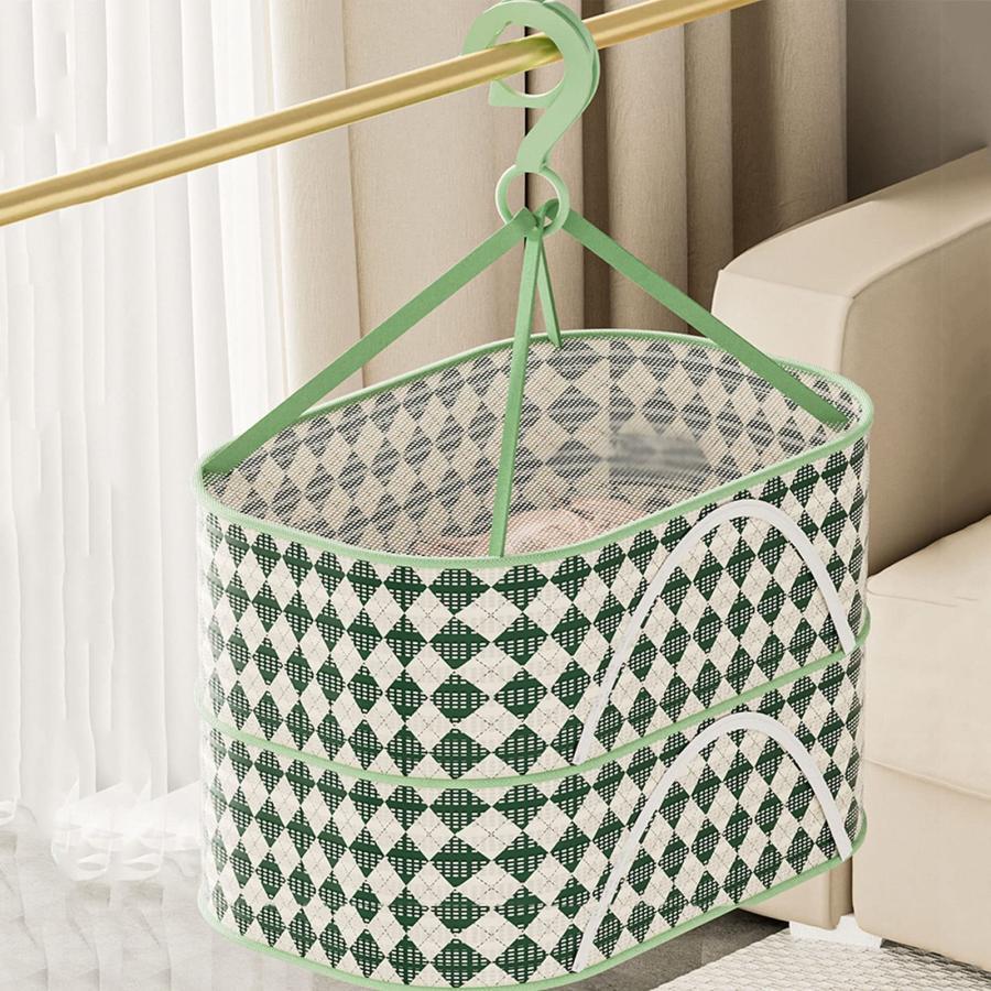 干し網、2階建て 密閉型洗濯干しネット、折りたたみ 平干しネット、ファスナー式 物干しネット セータ..