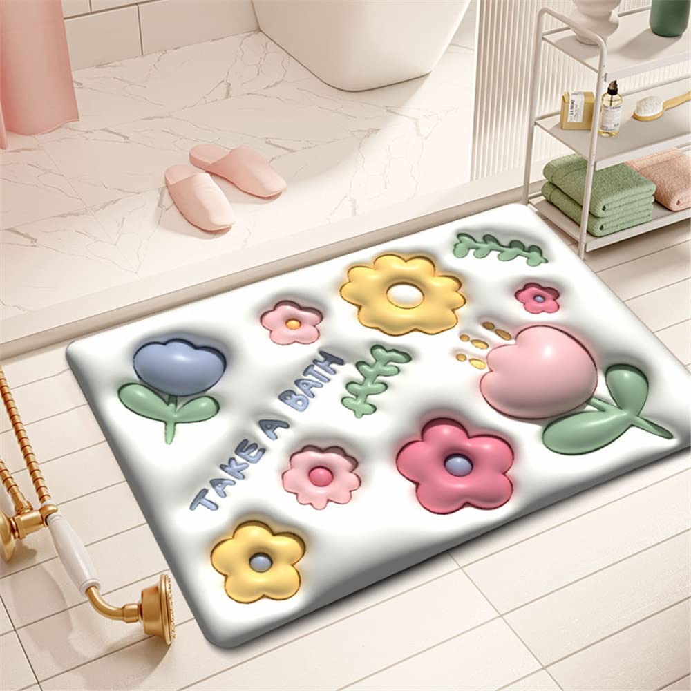 バスマット 風呂マッ トイレアクセサリー 3Dビジョン 吸水マット すべり止めシート 瞬間吸水 速乾ソフ..