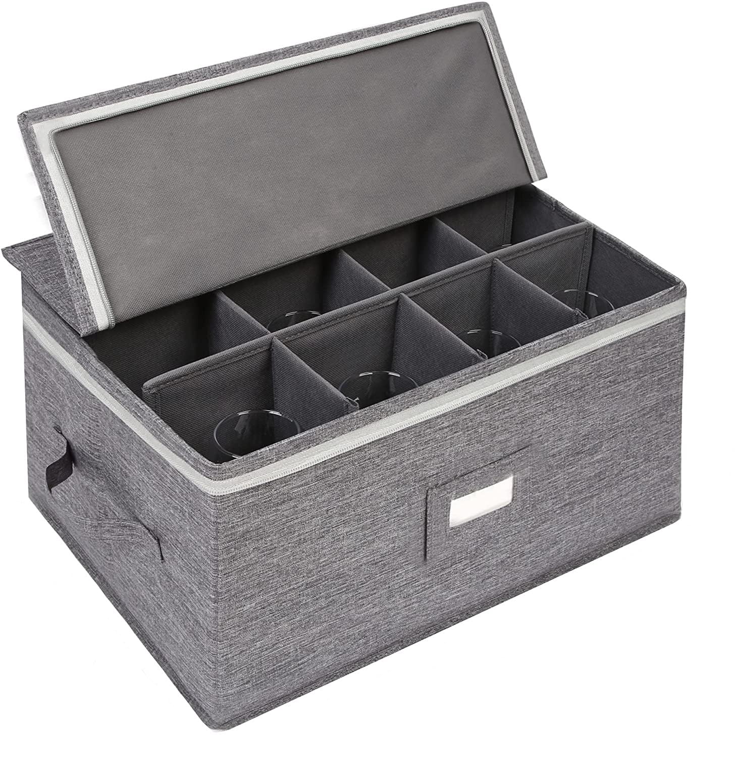 コンテナ ボックス ワイングラス ストレージボックスコンテナ 仕切り付き ワイングラスホルダー ワイングラスケース 蓋とハンドル付き 折り畳みコンテナ 赤または白のワイングラスを12個収納 ハードシェルと積み重ね可能