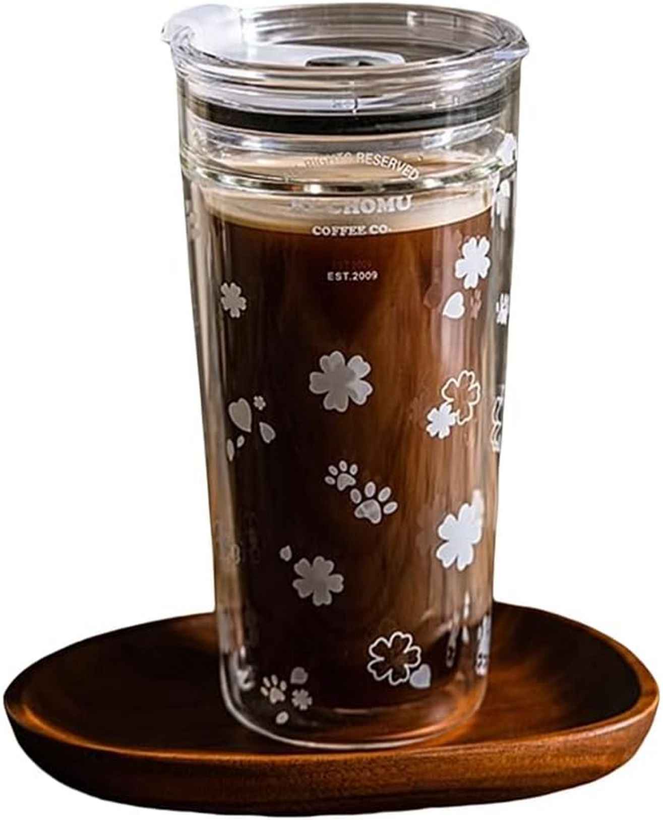 タンブラーグラス 二重構造グラス 蓋付き おしゃれ 大容量 ストロー付き ガラスコップ 密閉性 耐冷耐熱 防止 こぼれにくい 密閉性 厚底 大容量 誕生日 贈り物 お洒落 記念日