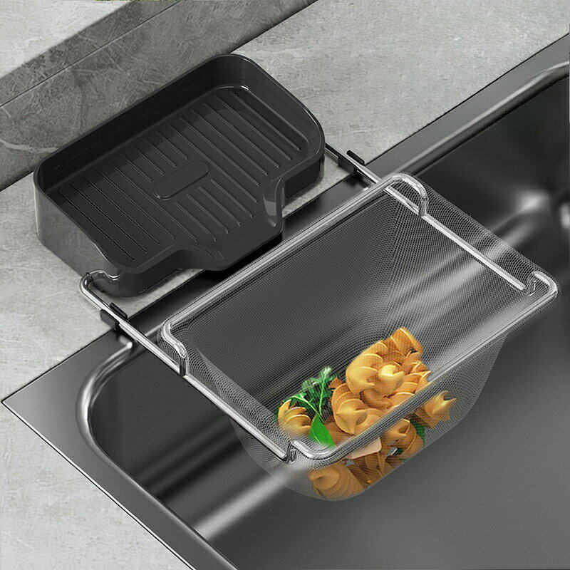 三角コーナー シンク 水切り ゴミ袋用 吸盤式 折りたたみ 貼り直しOK 立てる水切り袋 水切りネットホルダー 使い捨て 水切り袋ホルダー 水槽台 キッチン 水切りラック 台所 生ゴミ受け入れ スタンド 省スペース 浮かせる おしゃれ