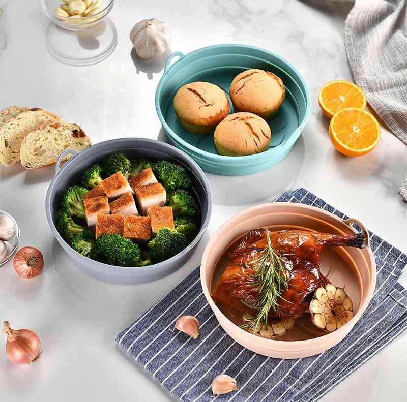 折りたたみ シリコン エアフライヤー用紙 シリコンライナー エアフライヤー 丸形 天ぷら敷紙 耐熱 ノンフライオーブン 電子レンジ オーブン 蒸し器